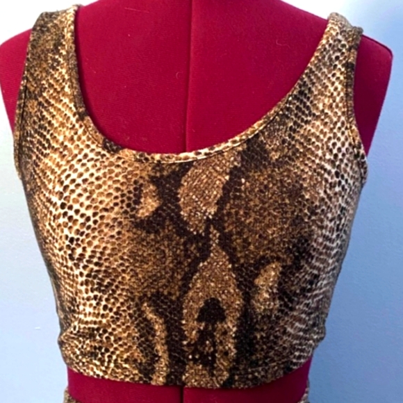 🤎 Sexy PinUp 2-Piece Snake Print Crop top & Midi Skirt - S - Picture 4 of 14